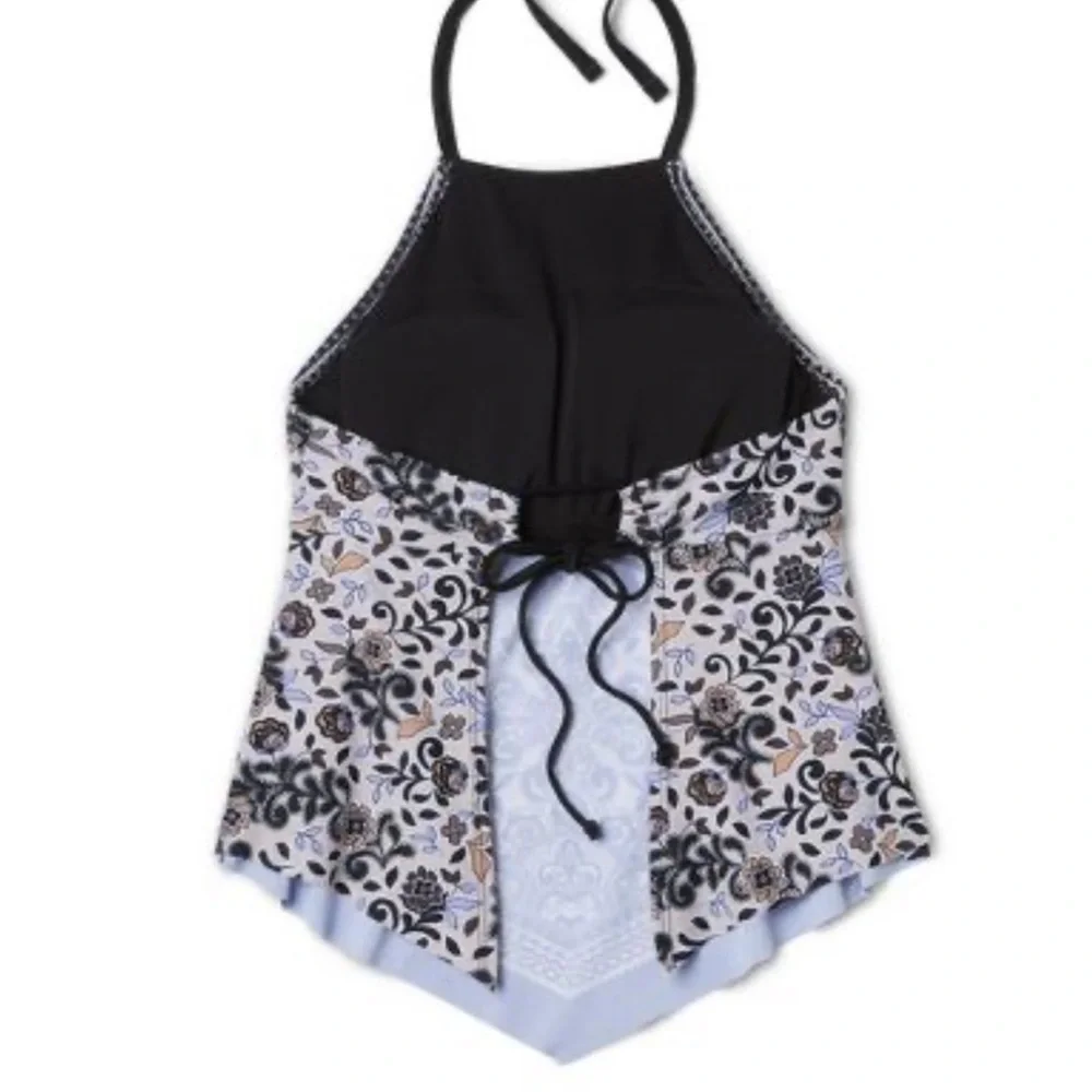 High Neck Tankini Top - Kona Sol black multi floral paisley print - Picture 2 of 3